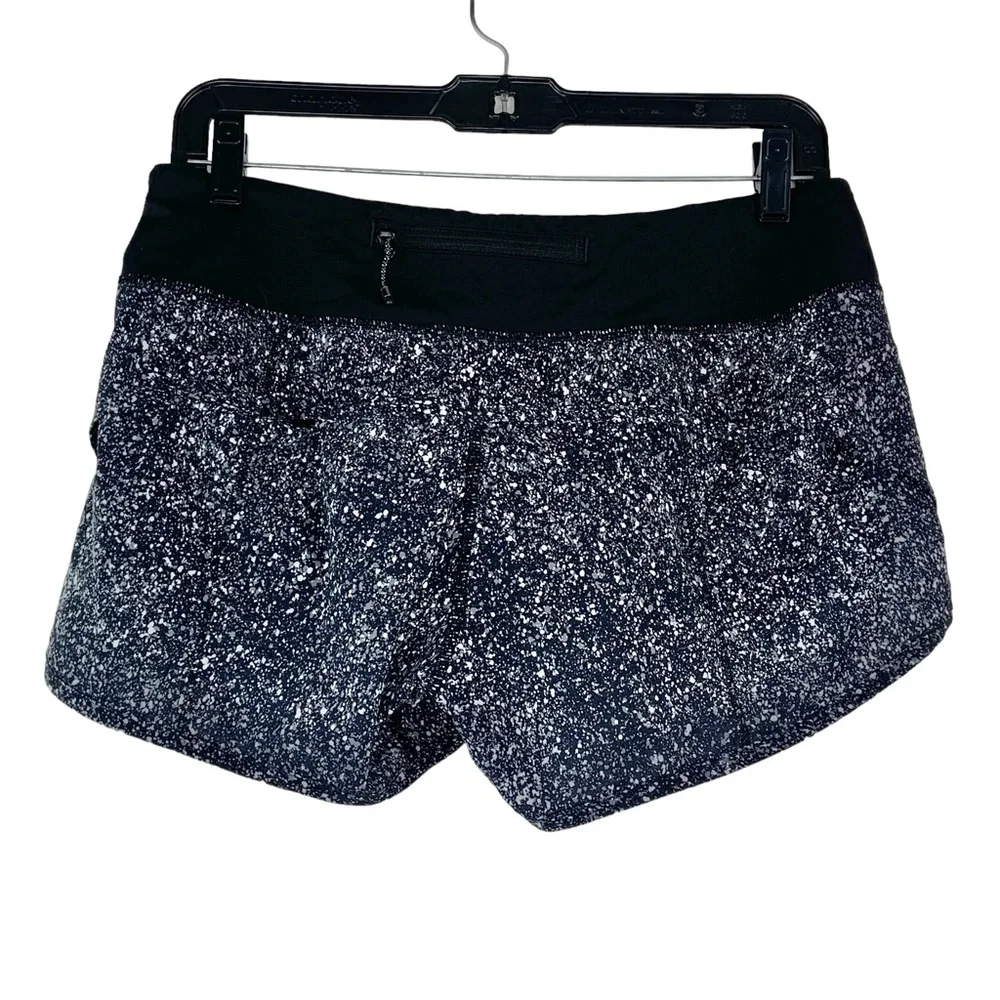 Lululemon Splatter Abstract Speed Up Black Running Shorts - Picture 7 of 8